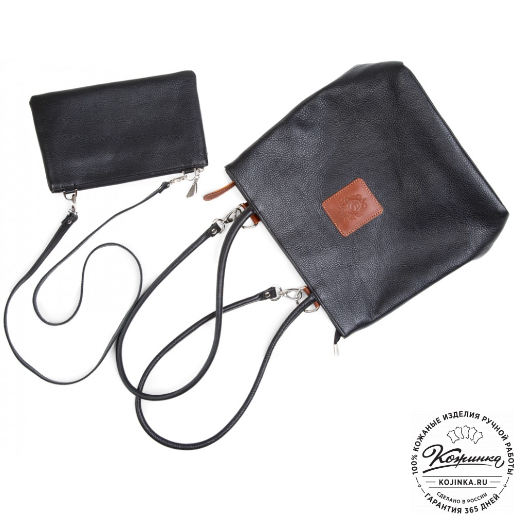 Женская кожаная сумка-трансформер "Валентино" (черная)